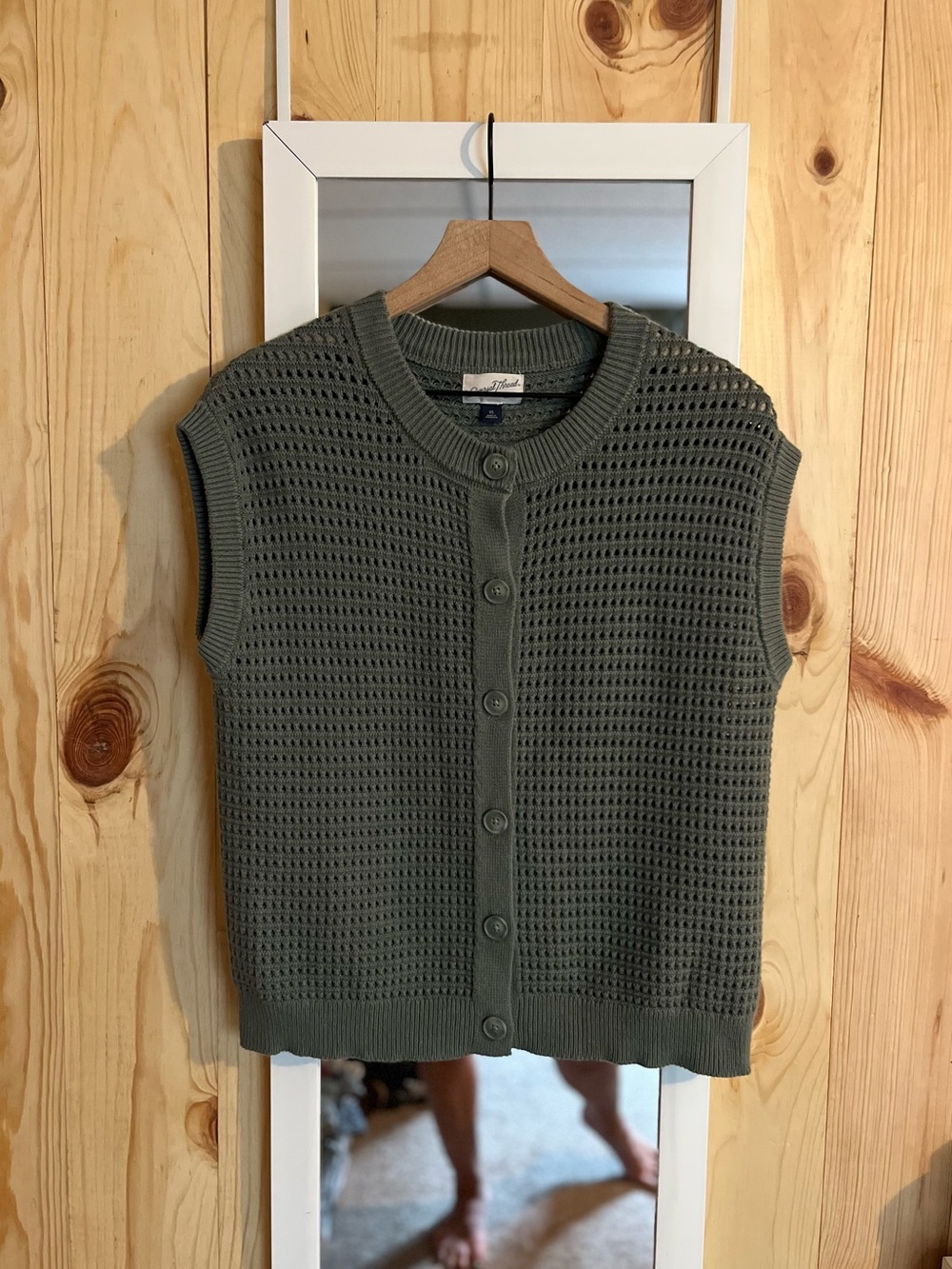 Universal Thread Sage Green Open-Knit Button-Front Sweater Vest